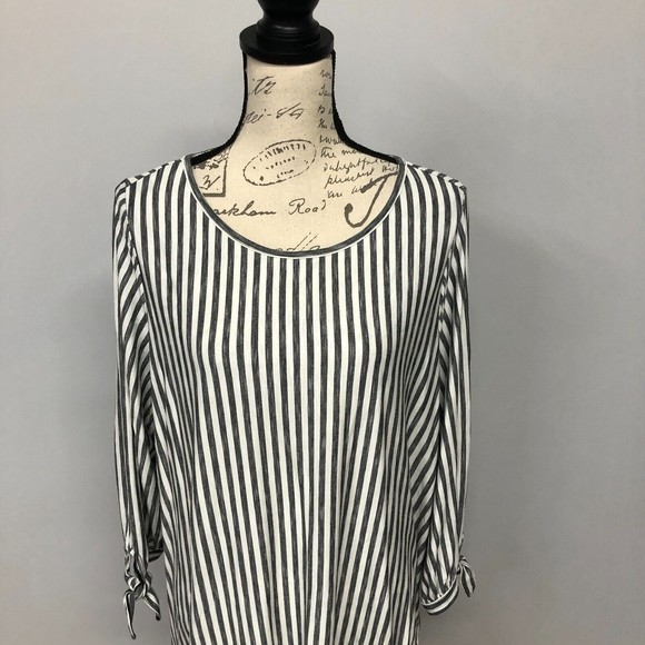 Max Studio Women 3/4 Sleeve Blouse Top Shirt Plus Size 1X Stripes M015 -19 - Picture 9 of 13